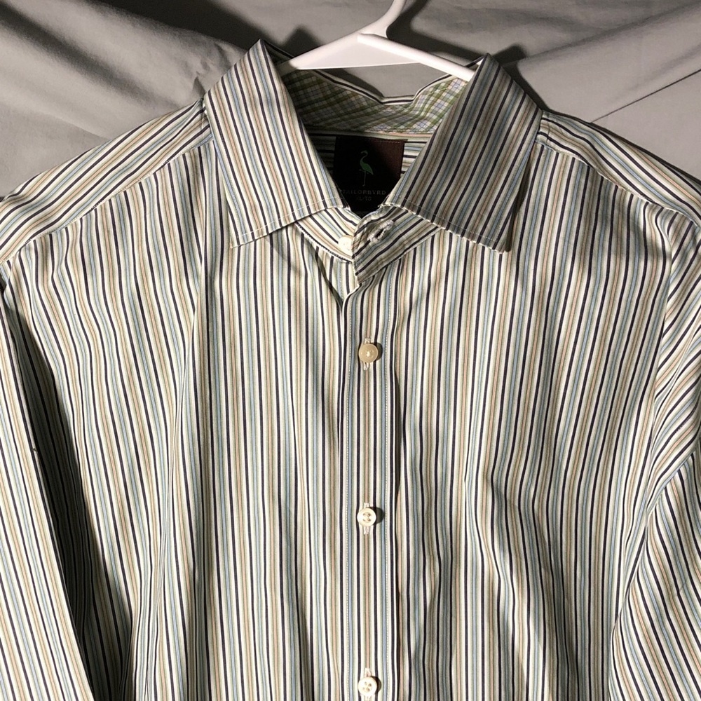 Tailorbyrd Men's Striped Dress Shirt - Blue and Green